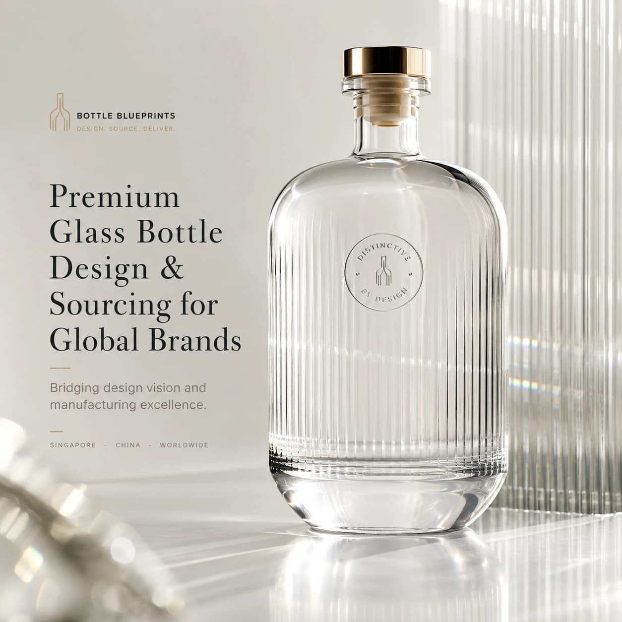 Premium glass bottle render for custom packaging